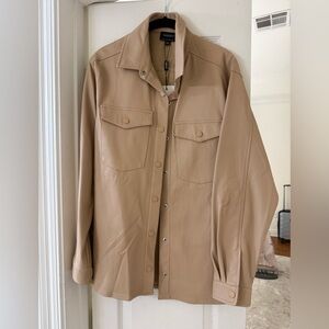 Bardot Beige Vegan Leather Shirt